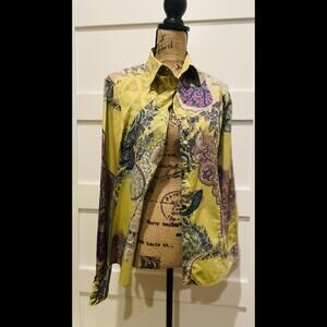 Vintage Etro Milano EU 50/US 10-12 Paisley Print Button-Up Shirt